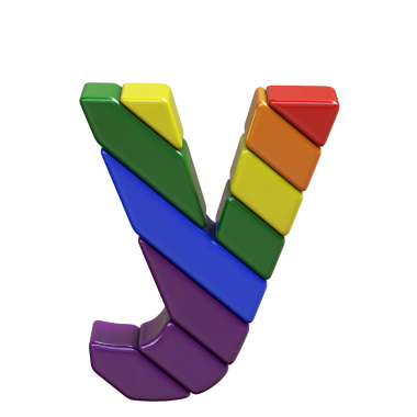 LGBT bayrak renklerinden yapılmış 3D sembol. Y harfi