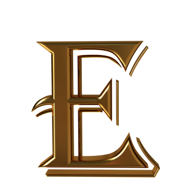 Altın harflerle ön manzara. E harfi
