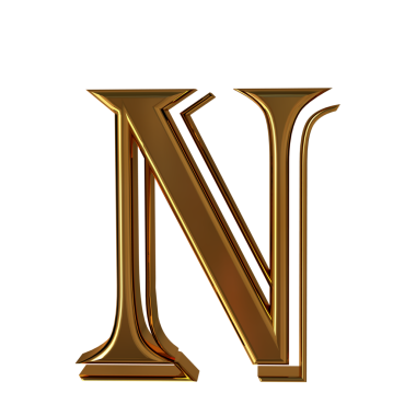 Altın harflerle ön manzara. n harfi