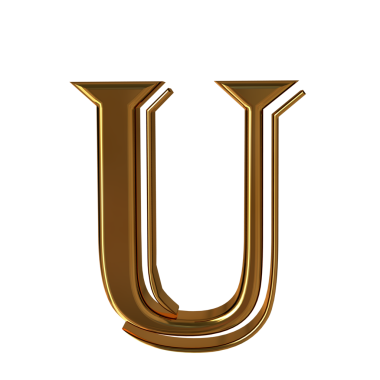 Altın harflerle ön manzara. harf u