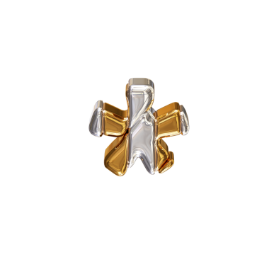 Gümüş kayışlı altın sembol. en üstteki görünüm