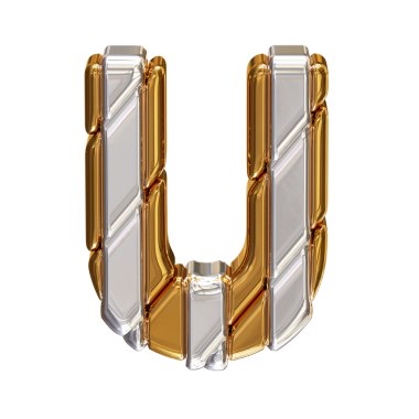 Gümüş kayışlı altın harfler. Üst Manzara. Büyük harf u