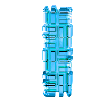 Mavi dönüşümlü metalden yapılmış sembol. harf!