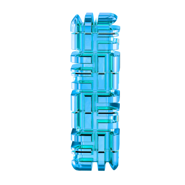 Mavi dönüşümlü metalden yapılmış sembol. 1 numara.