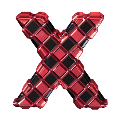 Kırmızı eşkenar dörtgenlerden yapılmış siyah sembol. X harfi