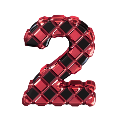 Kırmızı eşkenar dörtgenlerden yapılmış siyah sembol. 2 numara.