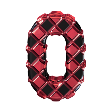 Kırmızı eşkenar dörtgenlerden yapılmış siyah sembol. sayı 0