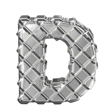 Gümüş eşkenar dörtgenlerden yapılmış sembol. D harfi