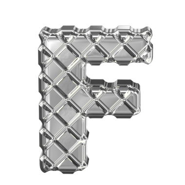 Gümüş eşkenar dörtgenlerden yapılmış sembol. F harfi