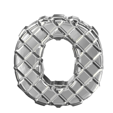 Gümüş eşkenar dörtgenlerden yapılmış sembol. O harfi