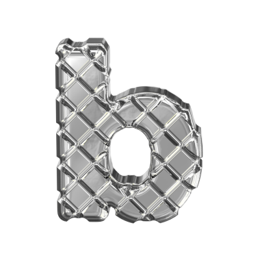 Gümüş eşkenar dörtgenlerden yapılmış sembol. b harfi