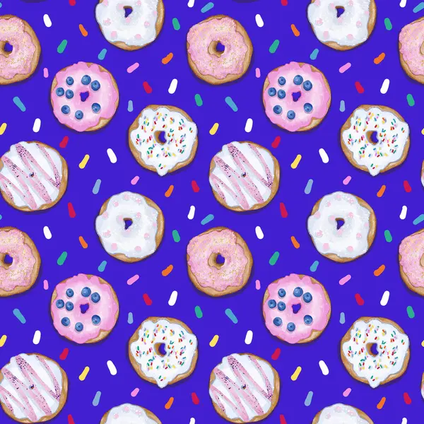 Padrão Sem Costura Donut Ilustração Para Tecido Design Têxtil Papel — Fotografia de Stock