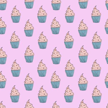 Kek pürüzsüz desen, sevgililer günü için karalama tarzı illüstrasyon, kırtasiye, tebrik kartları, ambalaj ve tekstil tasarımı, gıda tasarımı vb..