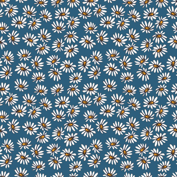 Small daisy seamless pattern. Illustration for fabric und textile design, wallpaper, fashion design.