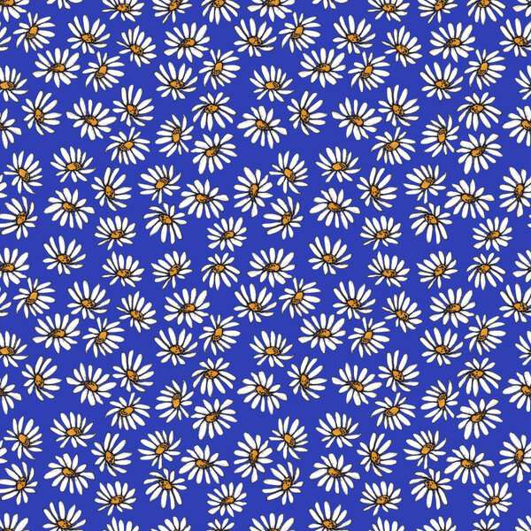 Small daisy seamless pattern. Illustration for fabric und textile design, wallpaper, fashion design.