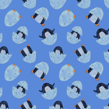 Penguen pürüzsüz desen. Kumaş ve tekstil tasarımı, duvar kağıdı, ambalaj, çocuk odası, tebrik kartları, dekorasyon.