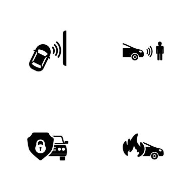 Otomatik güvenlik. Beyaz arkaplanda izole edilmiş dört simge..