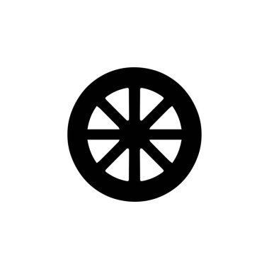 Cart Wheel düz vektör ikonu. Beyaz arkaplanda izole edilmiş basit katı sembol
