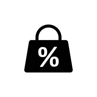 Paket indirimi düz vektör ikonu. Beyaz arkaplanda izole edilmiş basit katı sembol