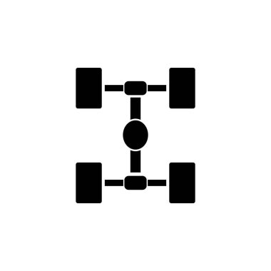 Chassis Araba Süspansiyonu düz vektör simgesi. Beyaz arkaplanda izole edilmiş basit katı sembol