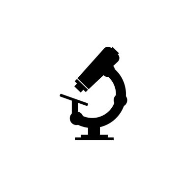 Mikroskop simgesi düz vektör simgesi. Beyaz arkaplanda izole edilmiş basit katı sembol