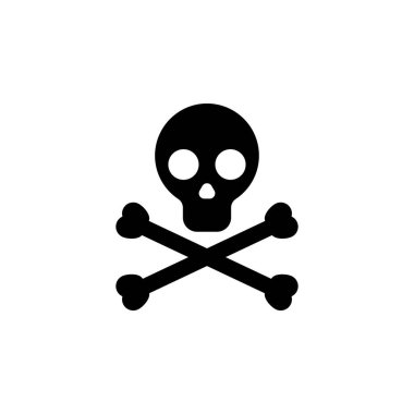 Çapraz kemikler. Ölüm Kafatası düz vektör ikonu. Beyaz arkaplanda izole edilmiş basit katı sembol