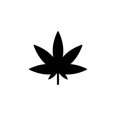 Esrar marihuana yaprak kenevir düz vektör ikonu. Beyaz arkaplanda izole edilmiş basit katı sembol