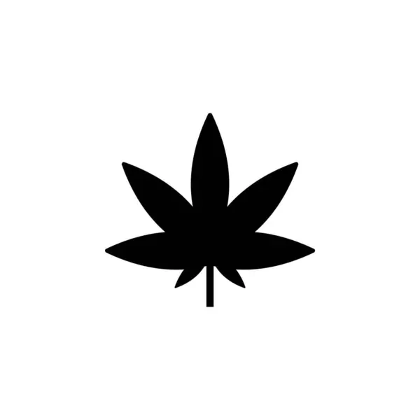 Esrar marihuana yaprak kenevir düz vektör ikonu. Beyaz arkaplanda izole edilmiş basit katı sembol