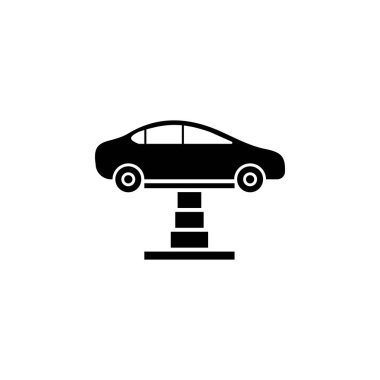 Araba kaldırma yassı vektör simgesi. Beyaz arkaplanda izole edilmiş basit katı sembol