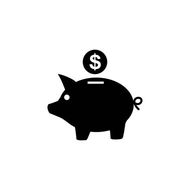 Domuz Para Kutusu düz vektör simgesi. Beyaz arkaplanda izole edilmiş basit katı sembol