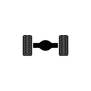 Arkadaki dingil süspansiyon düz vektör simgesi. Beyaz arkaplanda izole edilmiş basit katı sembol