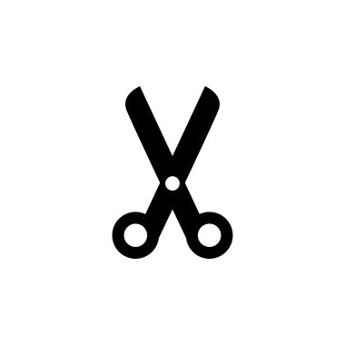 Makas düz vektör simgesi. Beyaz arkaplanda izole edilmiş basit katı sembol