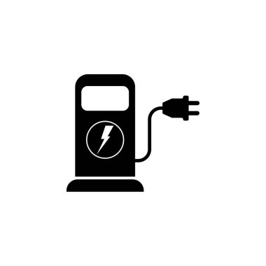 Eko Elektrik Yakıt Pompası yassı vektör simgesi. Beyaz arkaplanda izole edilmiş basit katı sembol