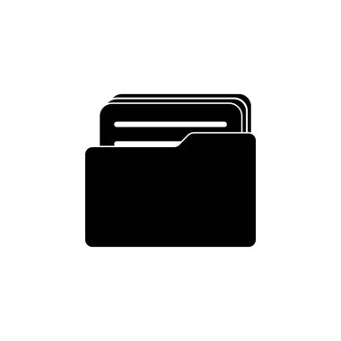 Belgeler düz vektör simgesine sahip dizin. Beyaz arkaplanda izole edilmiş basit katı sembol