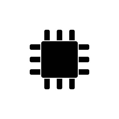 İşlemci düz vektör ikonu. Beyaz arkaplanda izole edilmiş basit katı sembol