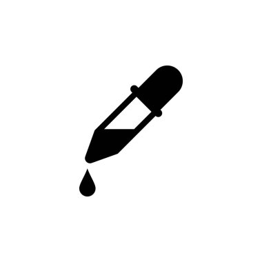 Damlatan Pipette düz vektör ikonu. Beyaz arkaplanda izole edilmiş basit katı sembol