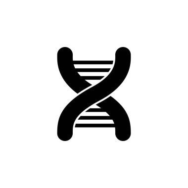 DNA yassı vektör simgesi. Beyaz arkaplanda izole edilmiş basit katı sembol