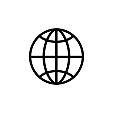 Dünya Gezegeni. Global World. Küresel Dünya Haritası düz vektör simgesi. Beyaz arkaplanda izole edilmiş basit katı sembol