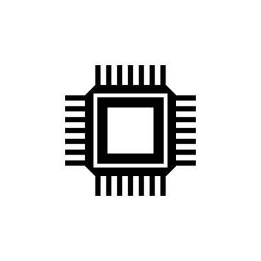 GPU Chip düz vektör simgesi. Beyaz arkaplanda izole edilmiş basit katı sembol