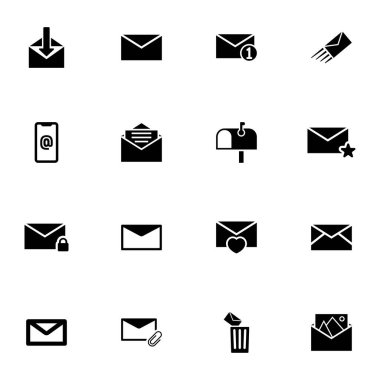 Posta simgesi - herhangi bir boyuta genişlet - herhangi bir renge değiştir. Mükemmel Düz Vektör, zarf gönderme, mektup kabul etme, favoriler, pin, ekleme, posta kutusu, silme, posta kutusu, belge, resim gibi simgeleri içerir