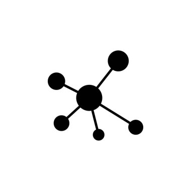 Molekül düz vektör simgesi. Beyaz arkaplanda izole edilmiş basit katı sembol