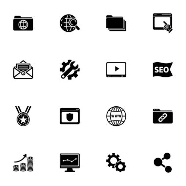 Seo simgesi - herhangi bir boyuta genişlet - herhangi bir renge değiştir. Kusursuz Düz Vektör arama, bilgisayar, internet, optimizasyon, web sitesi, posta, dünya, link, referans, hedef, performans gibi simgeleri içerir