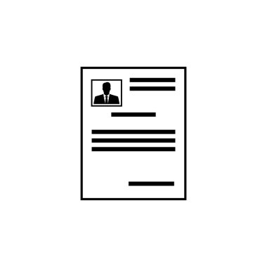 CV düz vektör simgesine devam edin. Beyaz arkaplanda izole edilmiş basit katı sembol. Web ve mobil UI ögesi için CV imza şablonuna devam et