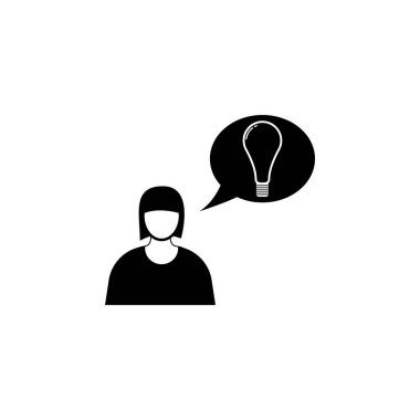 İş kadını fikri düz vektör simgesi. Beyaz arkaplanda izole edilmiş basit katı sembol. Web ve mobil UI ögesi için Business Woman tasarım şablonu