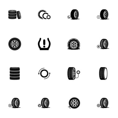 Lastik simgesi - herhangi bir boyuta genişlet - herhangi bir renge değiştir. Kusursuz Düz Vektör, araba, kış, lastik, delik, tamir, çivili tekerlek, basınç, yarış, ulaşım, hız, otomobil gibi simgeleri içerir