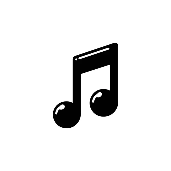 Music Note düz vektör simgesi. Beyaz arkaplanda izole edilmiş basit katı sembol. Web ve mobil UI ögesi için Music Note imza tasarım şablonu