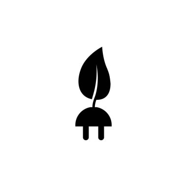 Yaprak Yaprağı, Enerji Kaydet düz vektör simgesi. Beyaz arkaplanda izole edilmiş basit katı sembol. Web ve mobil UI ögesi için Yaprak Yaprağı, Enerji Kaydet işaret şablonu