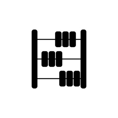 Okul Matematik abaküs düz vektör ikonu. Beyaz arkaplanda izole edilmiş basit katı sembol. Okul Matematik Abaküsü web ve mobil UI ögesi için tasarım şablonu imzaladı