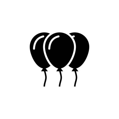 Hava Balonu, Balon demeti düz vektör ikonu. Beyaz arkaplanda izole edilmiş basit katı sembol. Hava Balonu ve Balon demeti ağ ve mobil UI elementi için tasarım şablonu imzaladı