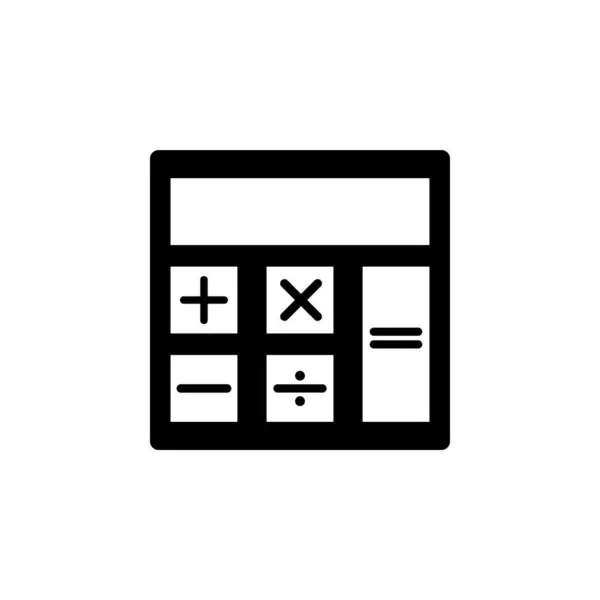 Matematiksel hesaplayıcı düz vektör simgesi. Beyaz arkaplanda izole edilmiş basit katı sembol. Web ve mobil UI ögesi için Matematiksel Hesaplayıcı imza tasarım şablonu